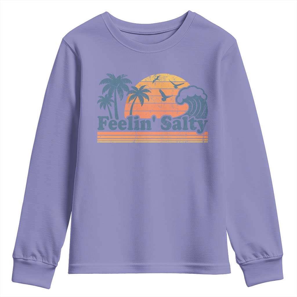 Funny Feelin Salty Youth Sweatshirt Retro Beach Summer Vacation - Wonder Print Shop