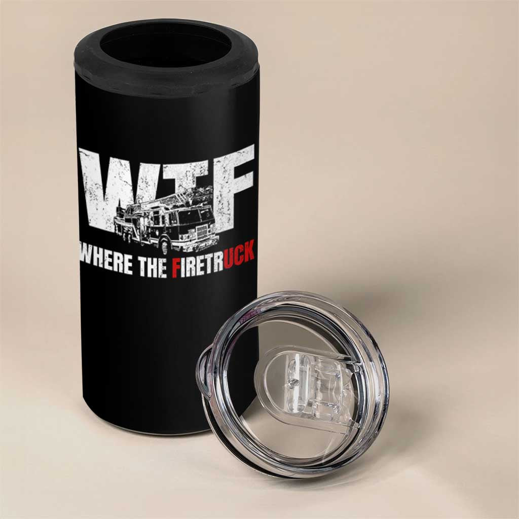 Funny Firefighter 4 in 1 Can Cooler Tumbler WTF What The Firetruck Fireman Gift - Wonder Print Shop