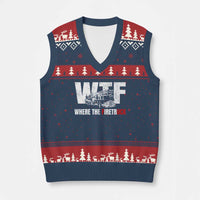 Funny Firefighter V-Neck Knit Sweater Vest WTF What The Firetruck Fireman Gift - Wonder Print Shop