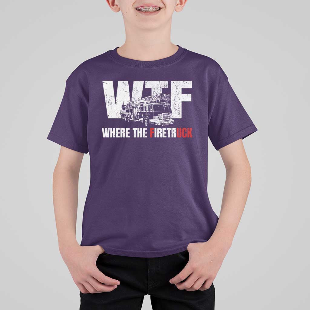 Funny Firefighter T Shirt For Kid WTF What The Firetruck Fireman Gift - Wonder Print Shop