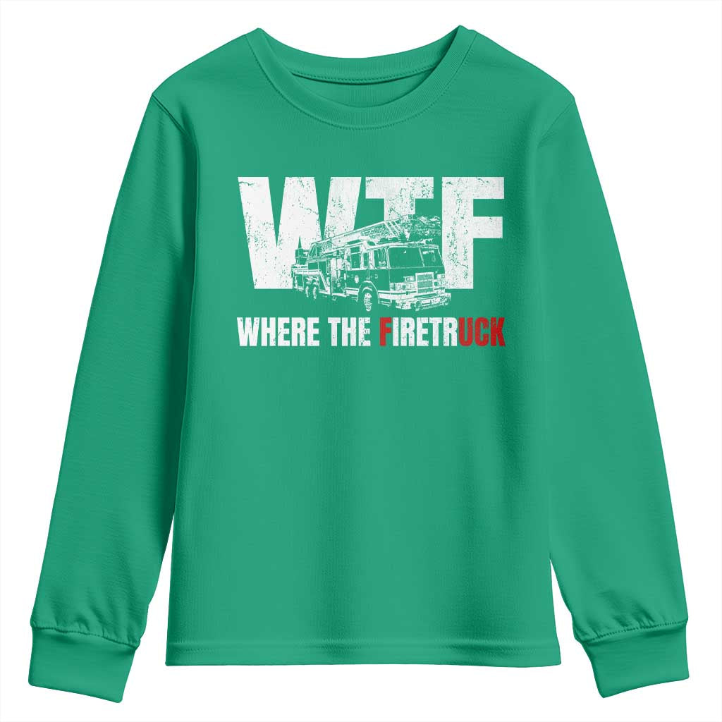 Funny Firefighter Youth Sweatshirt WTF What The Firetruck Fireman Gift - Wonder Print Shop