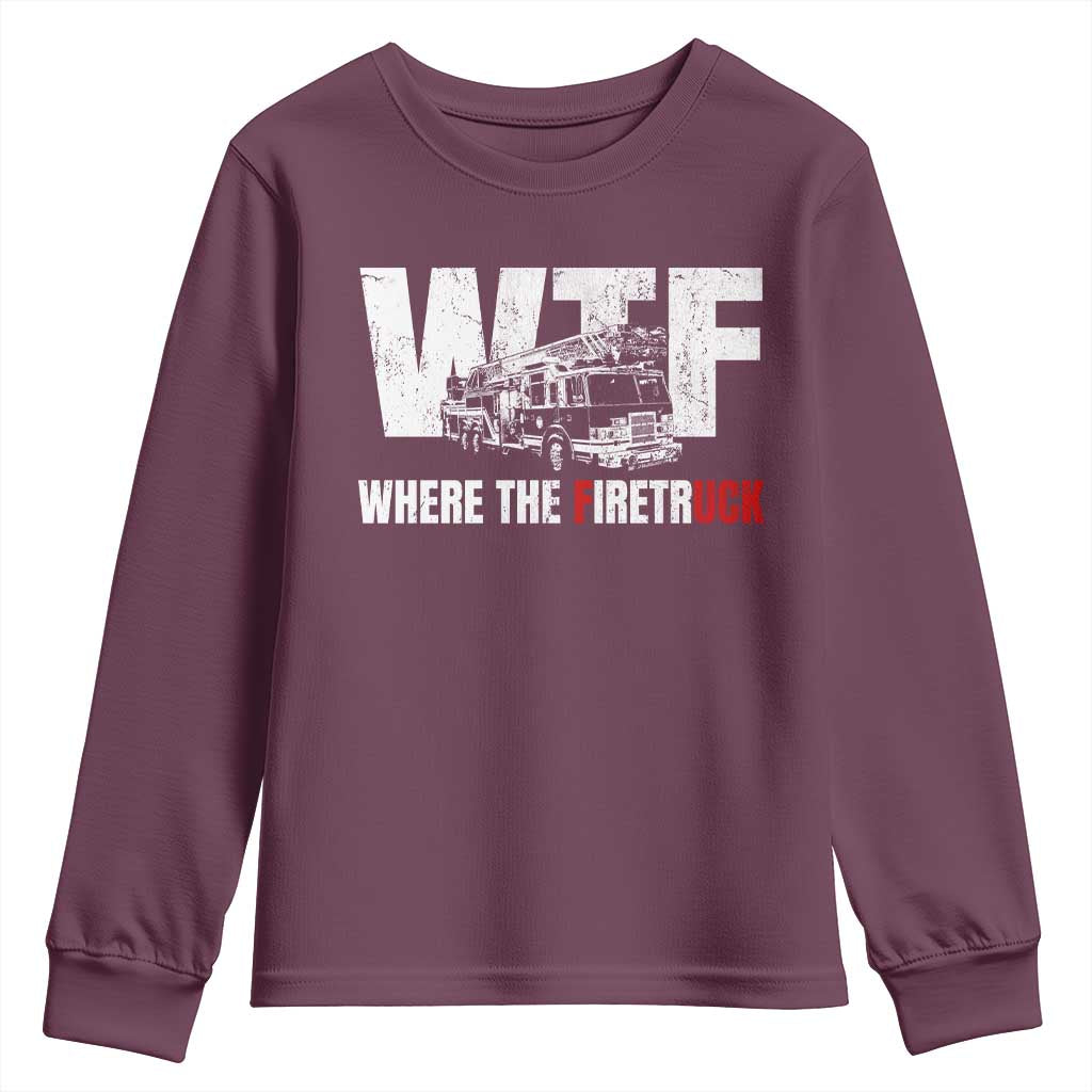 Funny Firefighter Youth Sweatshirt WTF What The Firetruck Fireman Gift - Wonder Print Shop