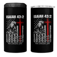 Isaiah 43 2 Firefighter 4 in 1 Can Cooler Tumbler Fireman Prayer Cross Bible Verse American Flag - Wonder Print Shop