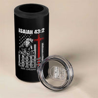 Isaiah 43 2 Firefighter 4 in 1 Can Cooler Tumbler Fireman Prayer Cross Bible Verse American Flag - Wonder Print Shop