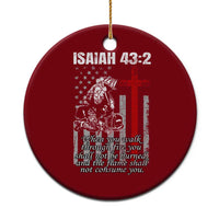 Isaiah 43 2 Firefighter Ceramic Ornament Fireman Prayer Cross Bible Verse American Flag - Wonder Print Shop