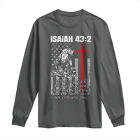 Isaiah 43 2 Firefighter Long Sleeve Shirt Fireman Prayer Cross Bible Verse American Flag - Wonder Print Shop