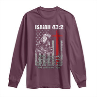 Isaiah 43 2 Firefighter Long Sleeve Shirt Fireman Prayer Cross Bible Verse American Flag - Wonder Print Shop