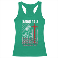 Isaiah 43 2 Firefighter Racerback Tank Top Fireman Prayer Cross Bible Verse American Flag - Wonder Print Shop