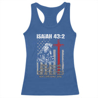 Isaiah 43 2 Firefighter Racerback Tank Top Fireman Prayer Cross Bible Verse American Flag - Wonder Print Shop