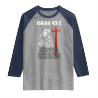 Isaiah 43 2 Firefighter Raglan Shirt Fireman Prayer Cross Bible Verse American Flag - Wonder Print Shop