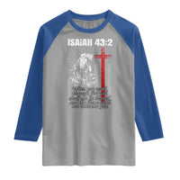 Isaiah 43 2 Firefighter Raglan Shirt Fireman Prayer Cross Bible Verse American Flag - Wonder Print Shop