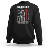 Isaiah 43 2 Firefighter Sweatshirt Fireman Prayer Cross Bible Verse American Flag - Wonder Print Shop