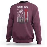 Isaiah 43 2 Firefighter Sweatshirt Fireman Prayer Cross Bible Verse American Flag - Wonder Print Shop