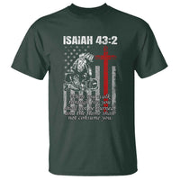 Isaiah 43 2 Firefighter T Shirt Fireman Prayer Cross Bible Verse American Flag - Wonder Print Shop