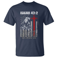 Isaiah 43 2 Firefighter T Shirt Fireman Prayer Cross Bible Verse American Flag - Wonder Print Shop