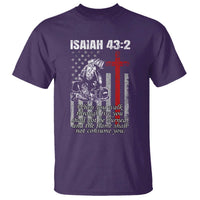 Isaiah 43 2 Firefighter T Shirt Fireman Prayer Cross Bible Verse American Flag - Wonder Print Shop