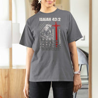 Isaiah 43 2 Firefighter T Shirt For Women Fireman Prayer Cross Bible Verse American Flag - Wonder Print Shop