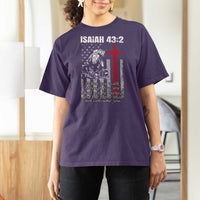 Isaiah 43 2 Firefighter T Shirt For Women Fireman Prayer Cross Bible Verse American Flag - Wonder Print Shop