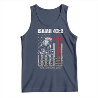 Isaiah 43 2 Firefighter Tank Top Fireman Prayer Cross Bible Verse American Flag - Wonder Print Shop