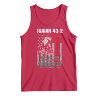 Isaiah 43 2 Firefighter Tank Top Fireman Prayer Cross Bible Verse American Flag - Wonder Print Shop