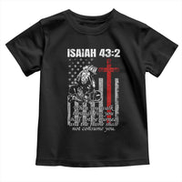 Isaiah 43 2 Firefighter Toddler T Shirt Fireman Prayer Cross Bible Verse American Flag - Wonder Print Shop