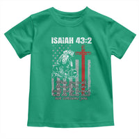 Isaiah 43 2 Firefighter Toddler T Shirt Fireman Prayer Cross Bible Verse American Flag - Wonder Print Shop