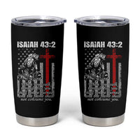 Isaiah 43 2 Firefighter Tumbler Cup Fireman Prayer Cross Bible Verse American Flag - Wonder Print Shop