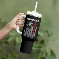 Isaiah 43 2 Firefighter Tumbler With Handle Fireman Prayer Cross Bible Verse American Flag - Wonder Print Shop