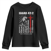 Isaiah 43 2 Firefighter Youth Sweatshirt Fireman Prayer Cross Bible Verse American Flag - Wonder Print Shop