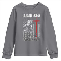 Isaiah 43 2 Firefighter Youth Sweatshirt Fireman Prayer Cross Bible Verse American Flag - Wonder Print Shop