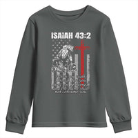 Isaiah 43 2 Firefighter Youth Sweatshirt Fireman Prayer Cross Bible Verse American Flag - Wonder Print Shop