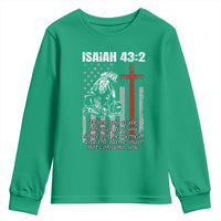 Isaiah 43 2 Firefighter Youth Sweatshirt Fireman Prayer Cross Bible Verse American Flag - Wonder Print Shop