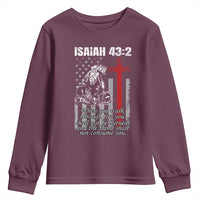 Isaiah 43 2 Firefighter Youth Sweatshirt Fireman Prayer Cross Bible Verse American Flag - Wonder Print Shop