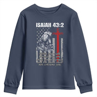 Isaiah 43 2 Firefighter Youth Sweatshirt Fireman Prayer Cross Bible Verse American Flag - Wonder Print Shop