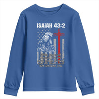 Isaiah 43 2 Firefighter Youth Sweatshirt Fireman Prayer Cross Bible Verse American Flag - Wonder Print Shop
