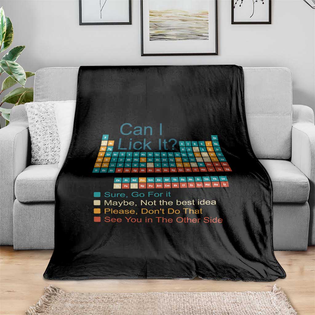Can I Lick It Periodic Table Throw Blanket Funny Chemistry Science Teacher Student - Wonder Print Shop