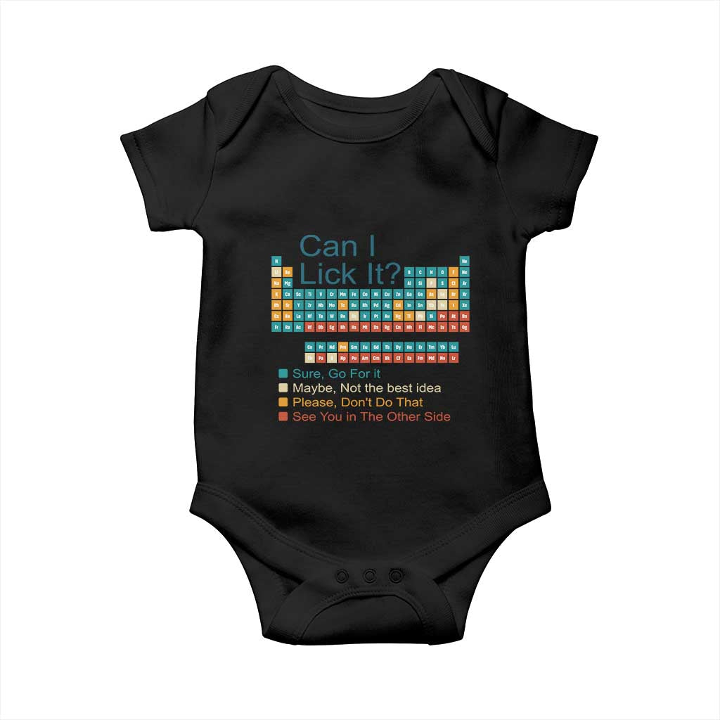 Can I Lick It Periodic Table Baby Onesie Funny Chemistry Science Teacher Student - Wonder Print Shop