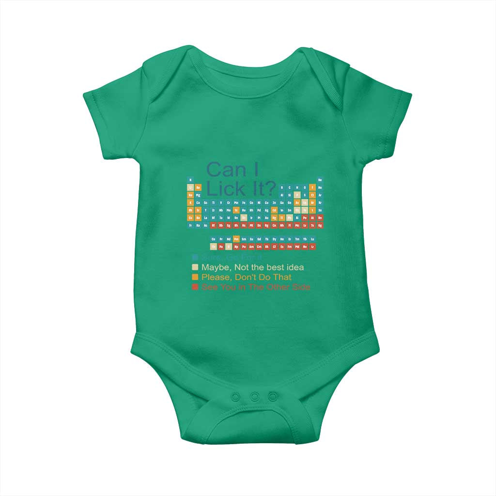 Can I Lick It Periodic Table Baby Onesie Funny Chemistry Science Teacher Student - Wonder Print Shop