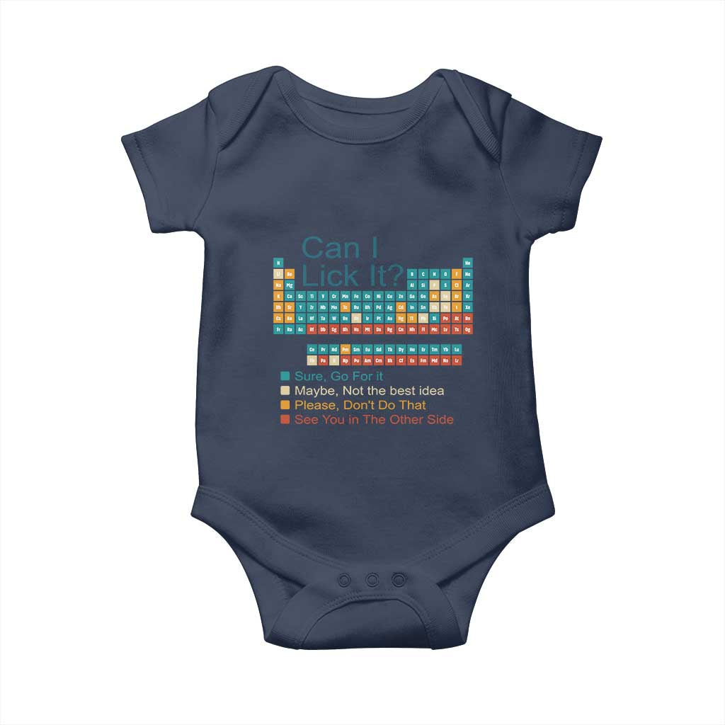 Can I Lick It Periodic Table Baby Onesie Funny Chemistry Science Teacher Student - Wonder Print Shop