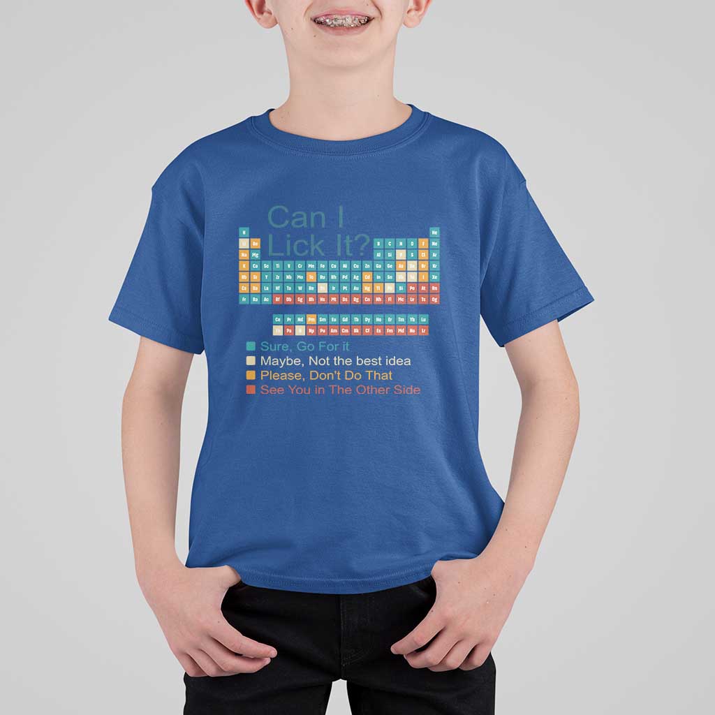Can I Lick It Periodic Table T Shirt For Kid Funny Chemistry Science Teacher Student - Wonder Print Shop