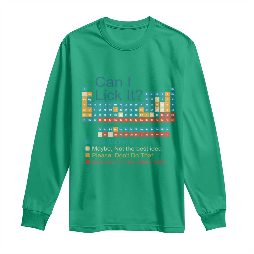 Can I Lick It Periodic Table Long Sleeve Shirt Funny Chemistry Science Teacher Student - Wonder Print Shop