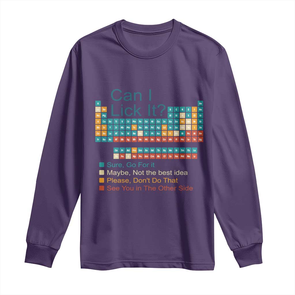 Can I Lick It Periodic Table Long Sleeve Shirt Funny Chemistry Science Teacher Student - Wonder Print Shop