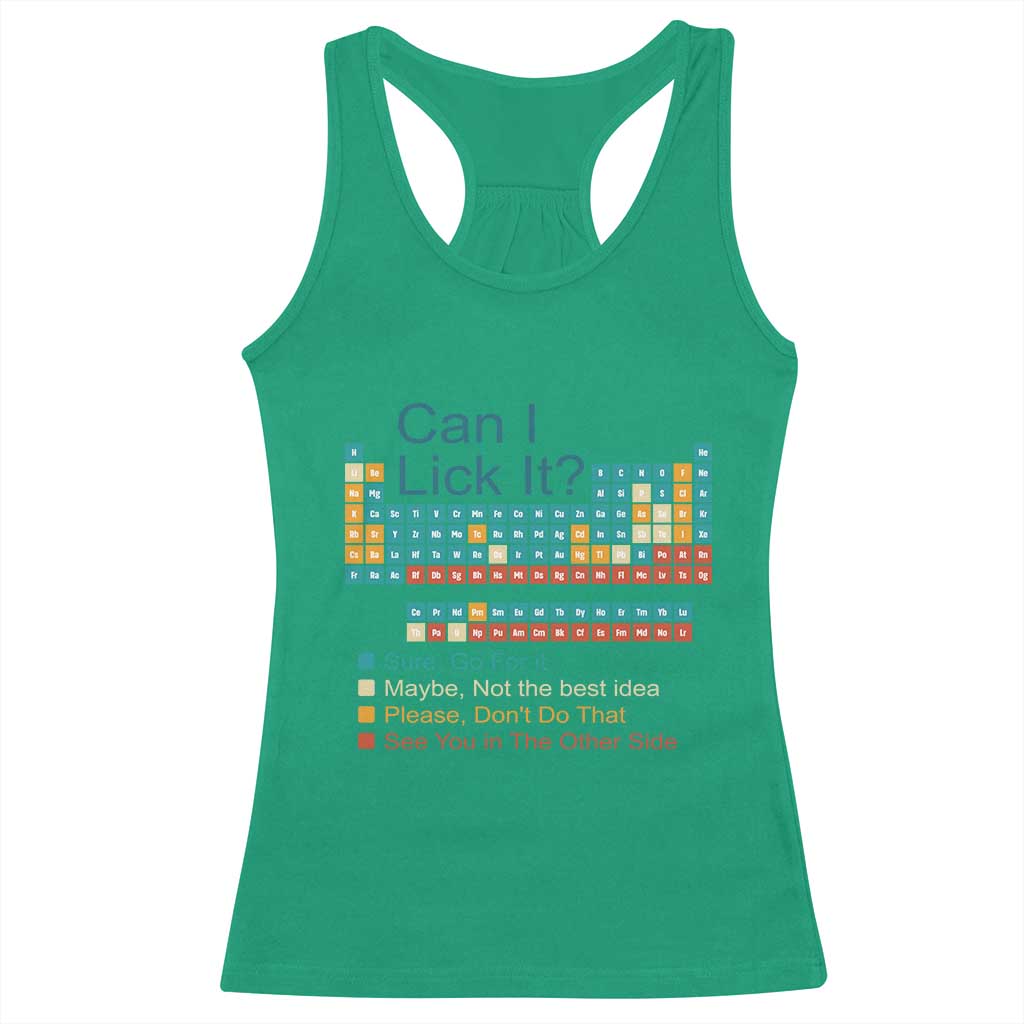 Can I Lick It Periodic Table Racerback Tank Top Funny Chemistry Science Teacher Student - Wonder Print Shop