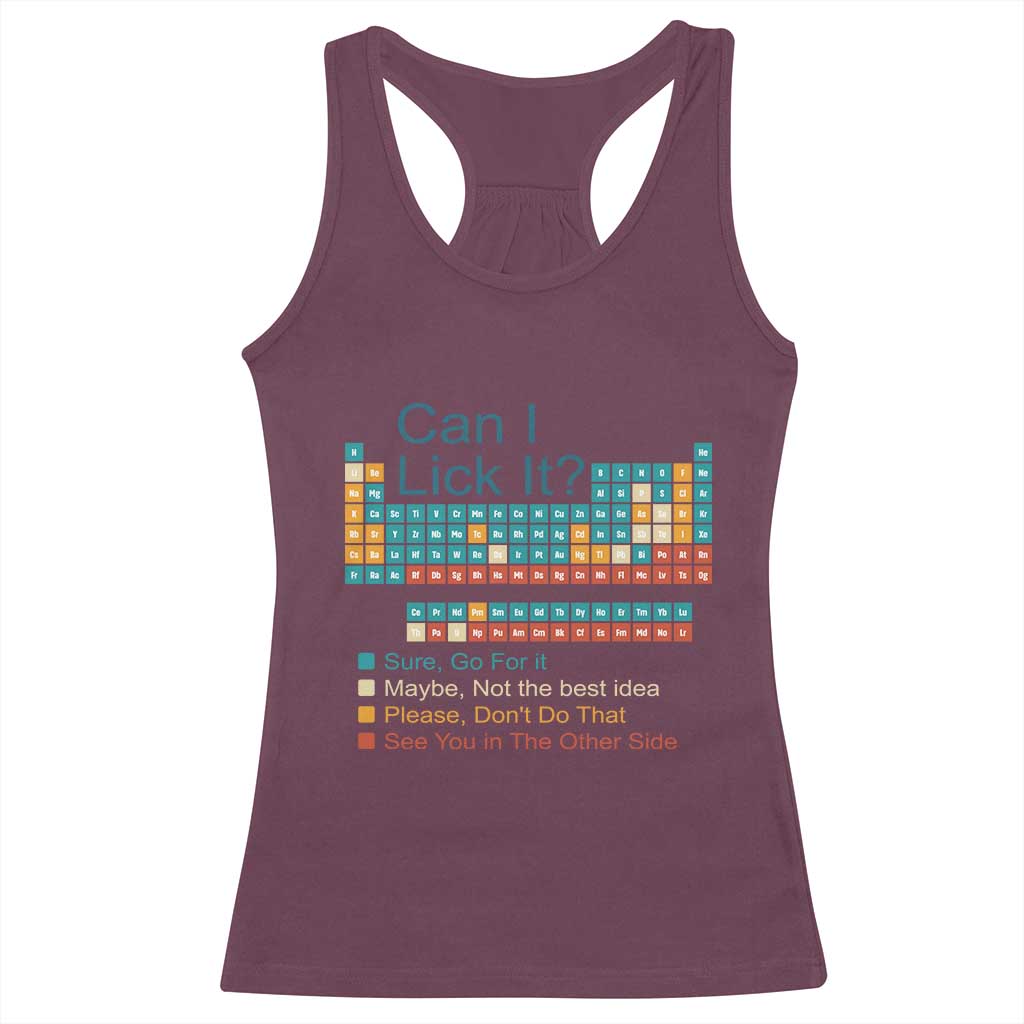 Can I Lick It Periodic Table Racerback Tank Top Funny Chemistry Science Teacher Student - Wonder Print Shop