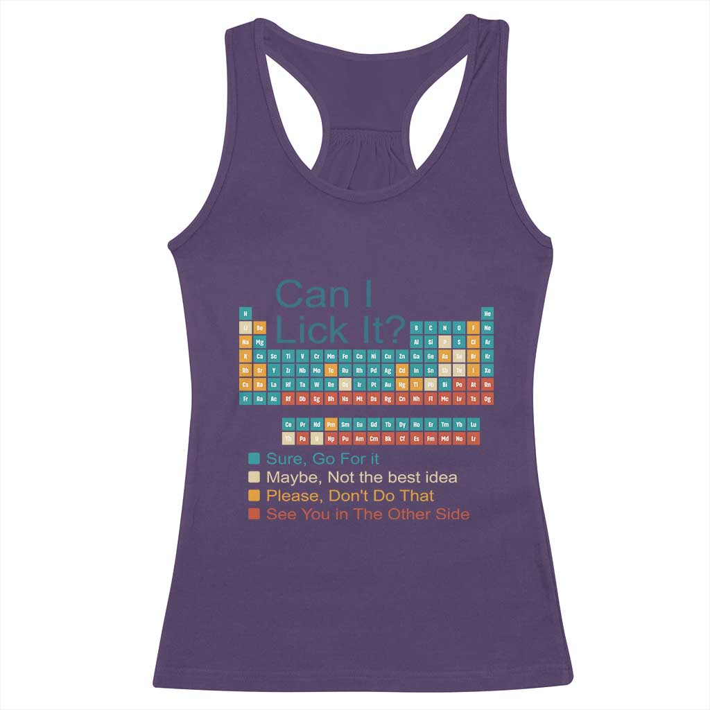 Can I Lick It Periodic Table Racerback Tank Top Funny Chemistry Science Teacher Student - Wonder Print Shop