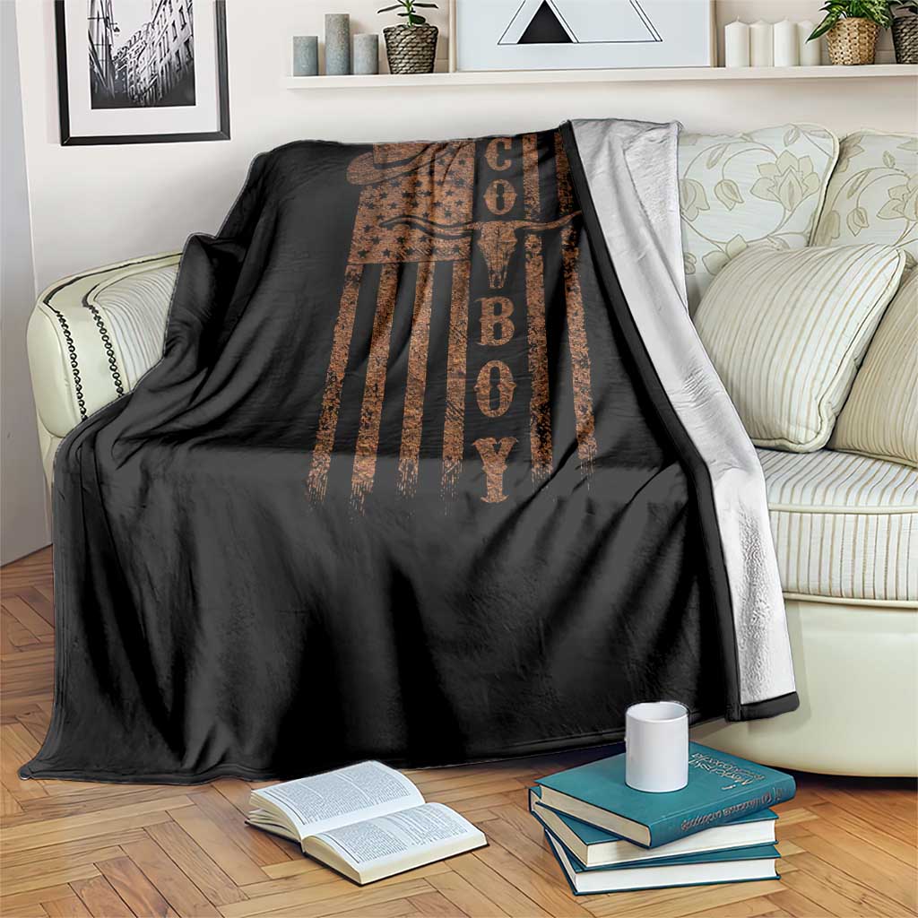 Retro Cowboy Throw Blanket USA Flag Texas Western Country Rodeo Southern