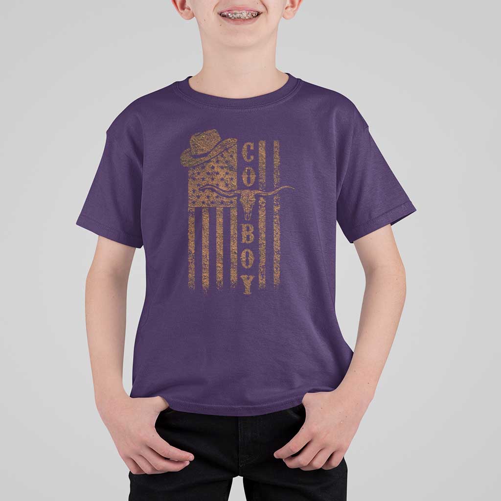 Retro Cowboy T Shirt For Kid USA Flag Texas Western Country Rodeo Southern