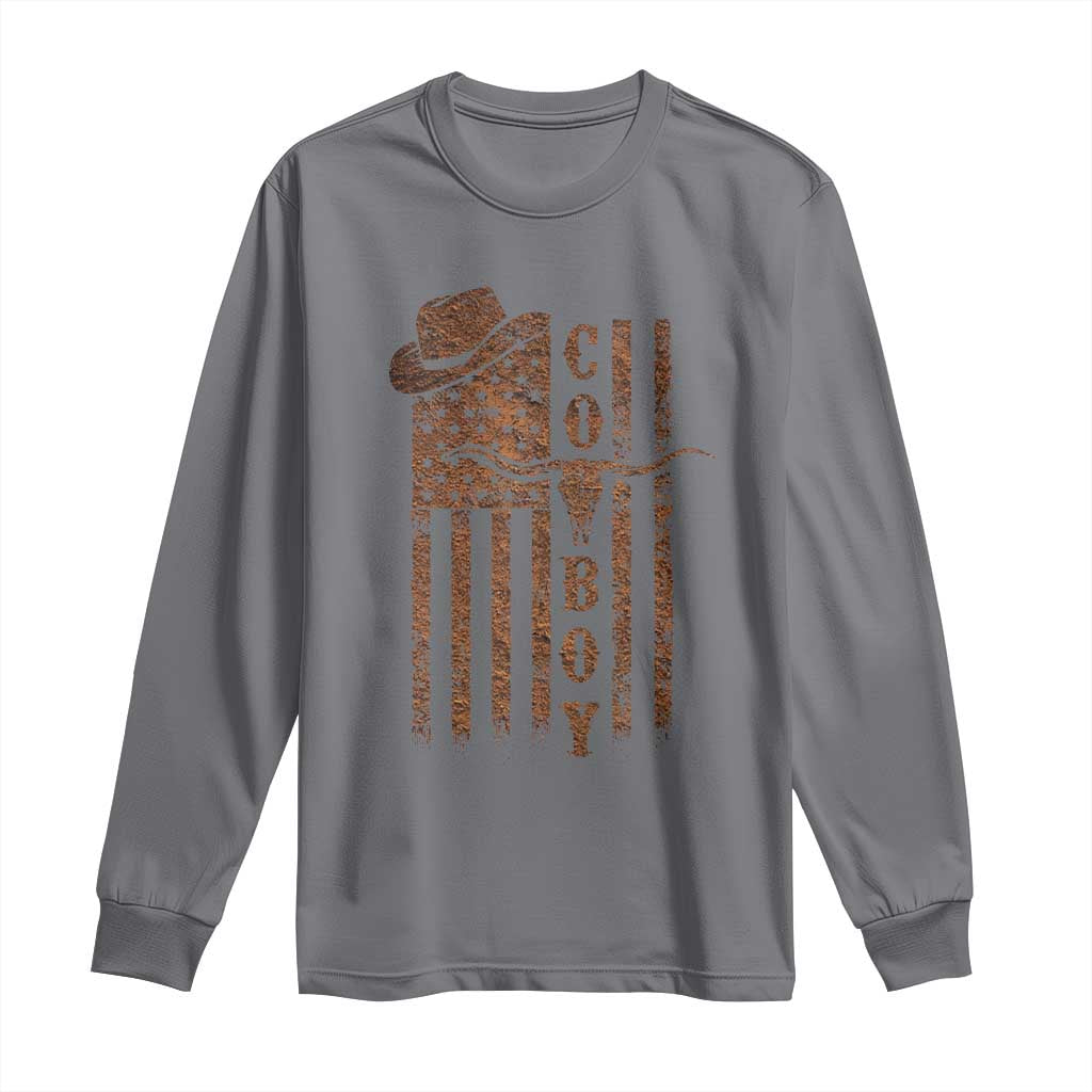 Retro Cowboy Long Sleeve Shirt USA Flag Texas Western Country Rodeo Southern