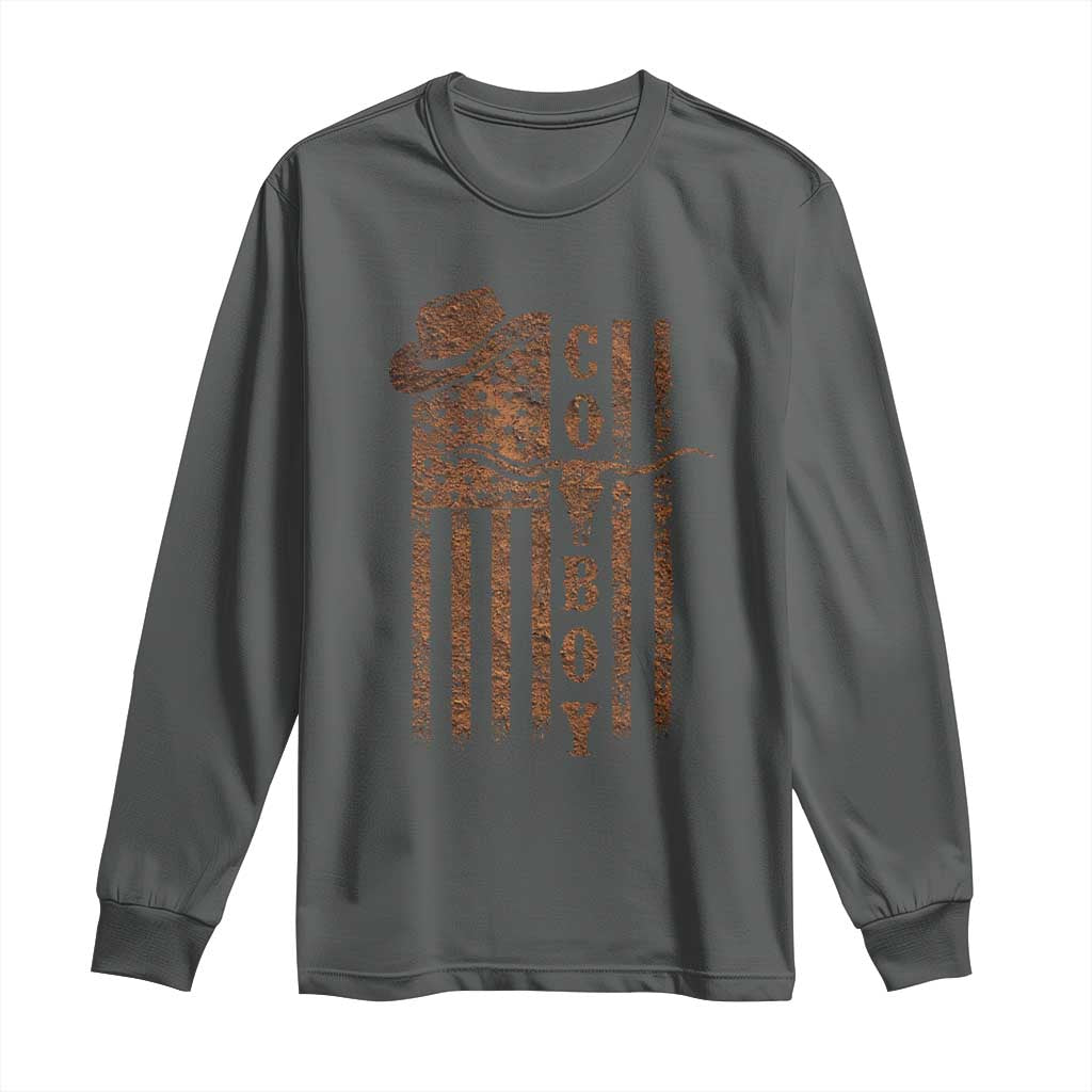 Retro Cowboy Long Sleeve Shirt USA Flag Texas Western Country Rodeo Southern