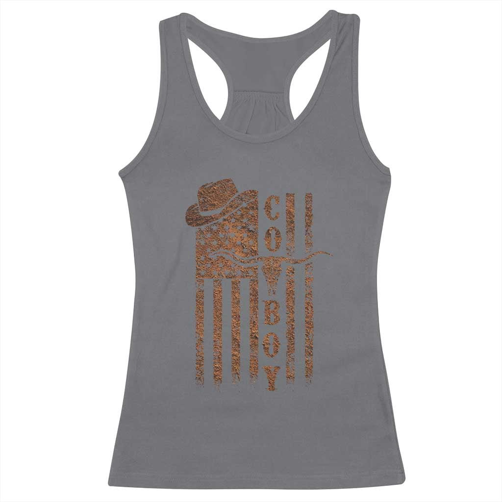 Retro Cowboy Racerback Tank Top USA Flag Texas Western Country Rodeo Southern